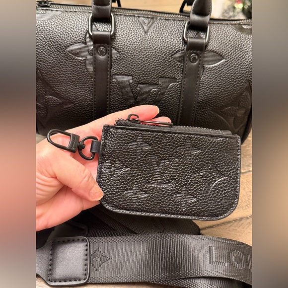 Elegant Black Duffel Bag with Matching Clutch, New - Picture 9 of 17